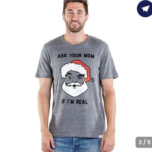 Tipsy Elves Gray Santa Graphic T-Shirt - L